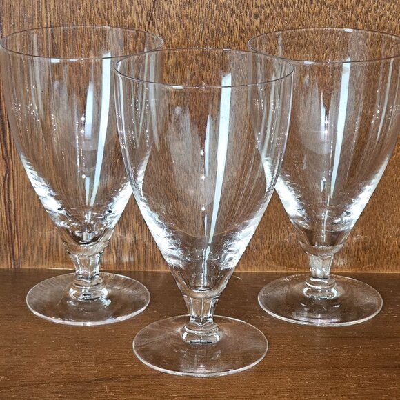Fostoria Puritan crystal Ice Tea Glasses 6" set-3 midcentury modern minimalist - Picture 2 of 9